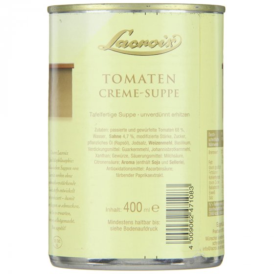 Lacroix Tomaten Cremesuppe fruchtig tomatig tafelfertig 400ml 6er Pack 