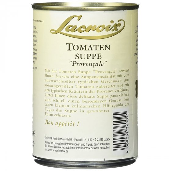 Lacroix Tomaten Suppe cremig mit Kräutern der Provence 400ml 3er Pack 