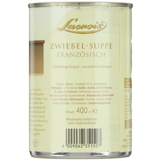 Lacroix Französische Zwiebel Suppe kräftig mit Weißwein 400ml 3er Pack 
