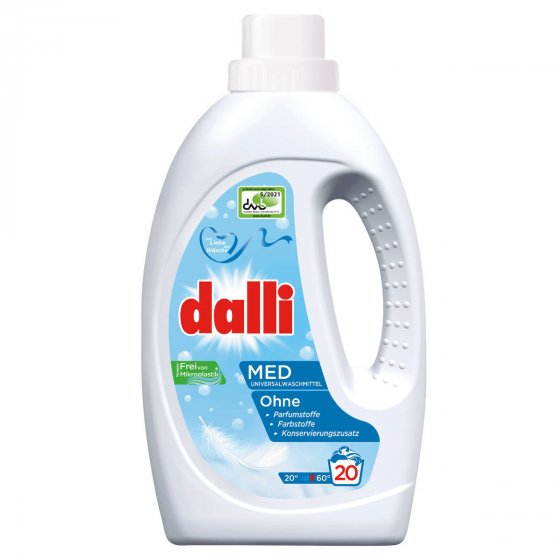 Dalli Med Flüssigwaschmittel 20 WL ohne Farbstoffe 1100ml 3er Pack 