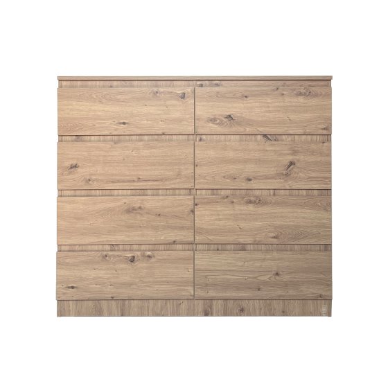 Moderne Kommode mit 8 grifflosen Schubladen Artisaneiche 
