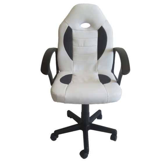 Schreibtischstuhl Junior höhenverstellbar ergonomischer Drehstuhl Weiß-Grau 