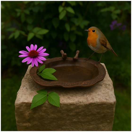 Dekorative Vogeltränke aus Metall braun Gartendekoration 