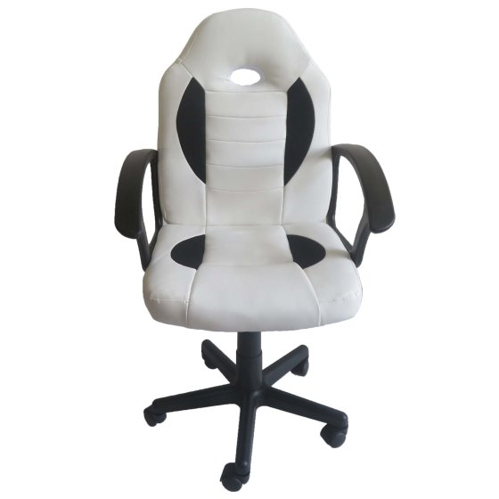 Schreibtischstuhl Junior höhenverstellbar ergonomischer Drehstuhl Weiß-Schwarz 