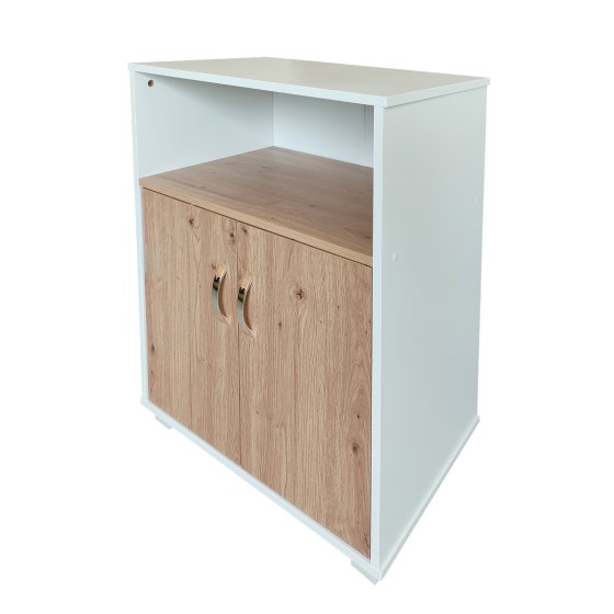 Küchenschrank Blanca Weiß mit Türen in Artisaneiche 