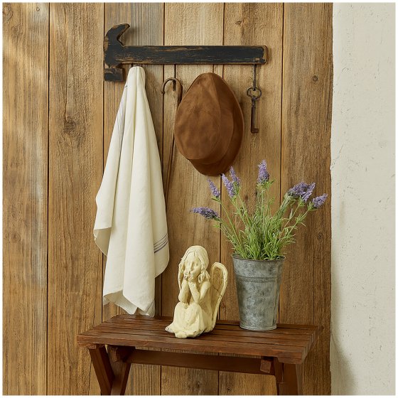 Rustikale Wandgarderobe in Hammer-Form Vintage-Look mit 4 Haken für Flur, Werkstatt oder 