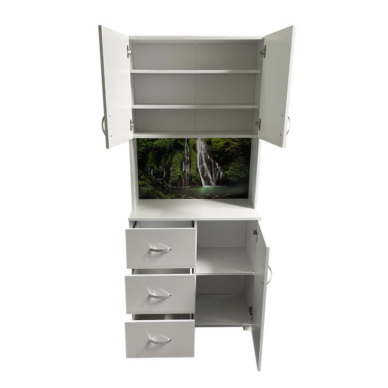 Schrank mit bedruckter Rückwand Wasserfall 