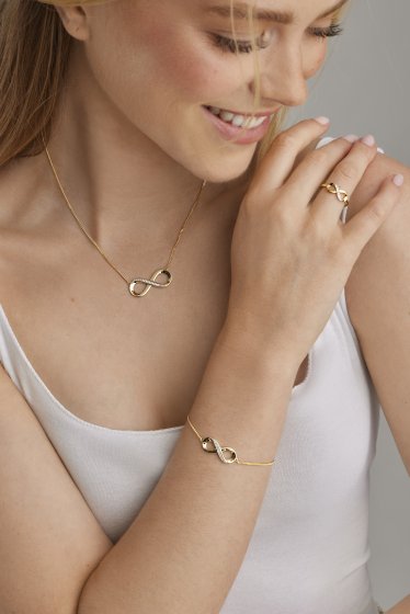 Collier 925/-Sterling Silber vergoldet Topas Infinity 