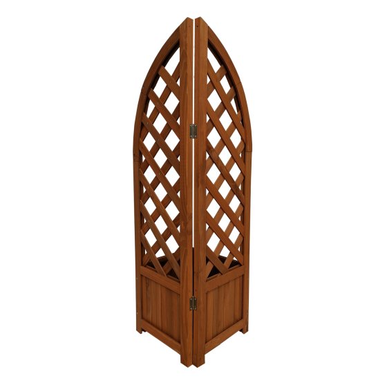 Pflanzkasten mit Rankgitter aus Holz braun Blumenkasten für Balkon, Terrasse und Garten 