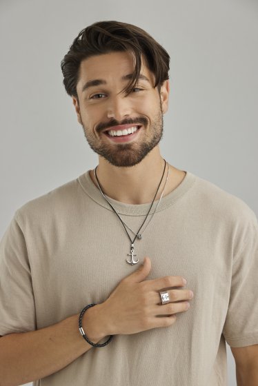 Anhänger mit Kette 925/- Sterling Silber Anker Lederkette 