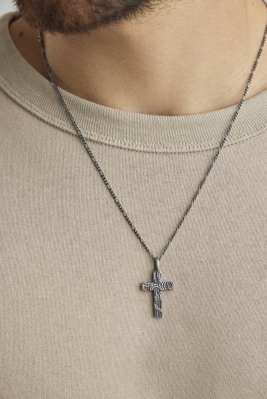 Anhänger mit Kette 925/- Sterling Silber oxidiert Kreuz 