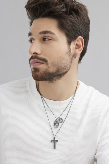 Halskette 925 Silber matt-oxidiert Münzen 