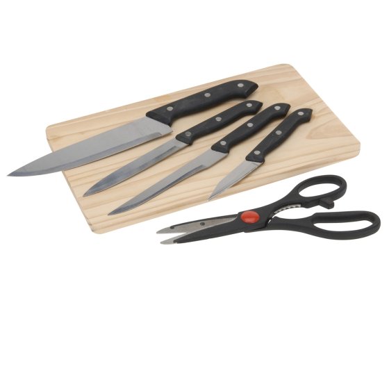 Messerset mit Schere und Brett 6 Teile 