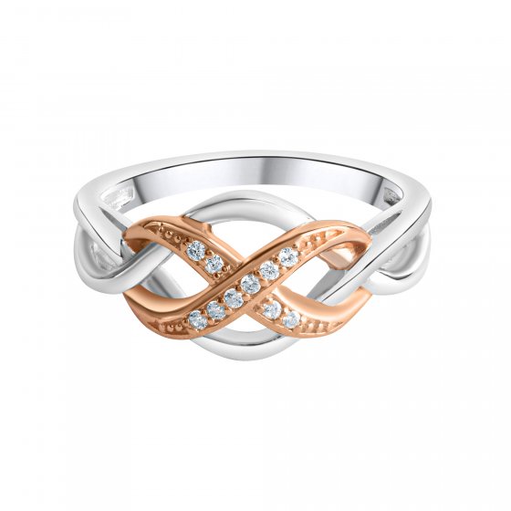 Ring Silber 925 zweifarbig mit Unendlichkeits-Motiv 