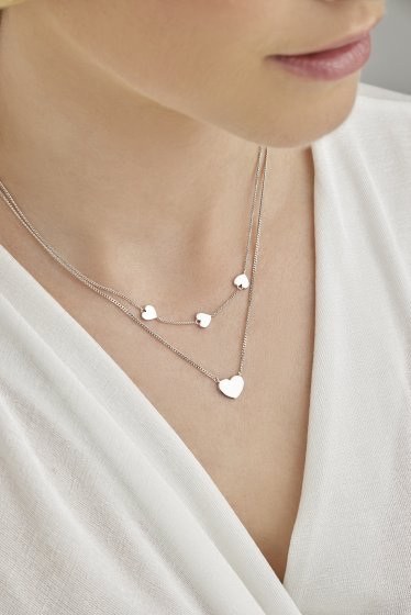 Collier 925/- Sterling Silber rhodiniert Herz 