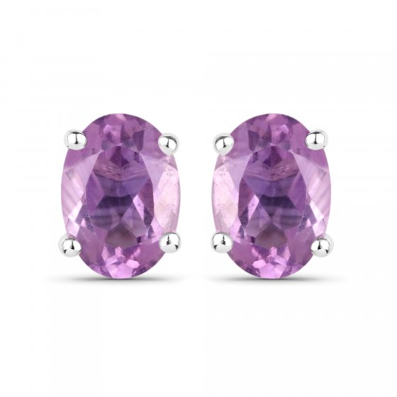 Schmuck-Set Silber 925 rhodiniert Ohrringe und Halskette mit echtem Amethyst 