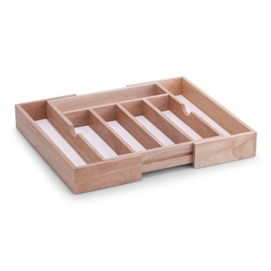 Besteckkasten, ausziehbar Gummibaum, Melamin 