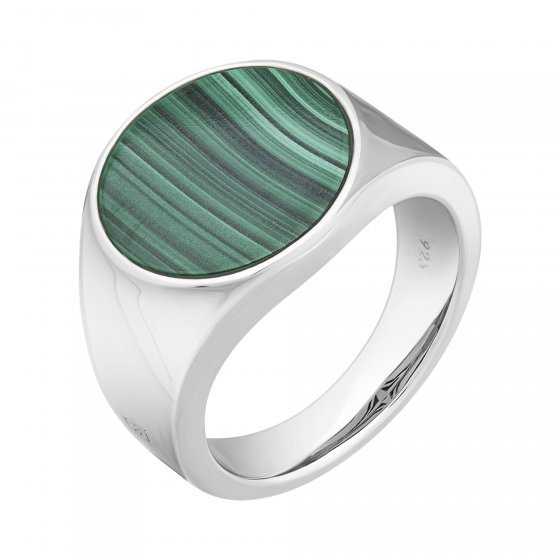 Ring 925 Silber rhodiniert Malachit 