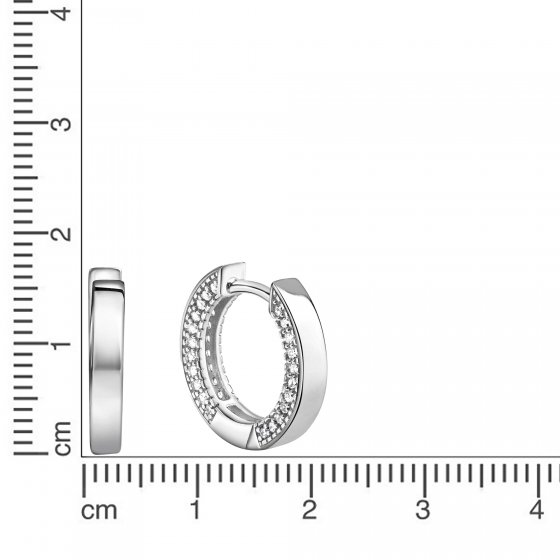 Ohrringe Silber 925 rhodiniert mit 88 weißen Zirkonia-Steinen 