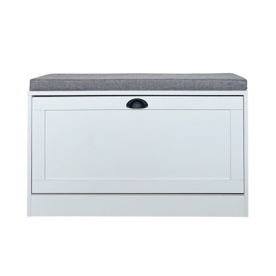 Schuhschrank Thekla 1 Klappe 80 cm Weiß mit Sitzkissen 