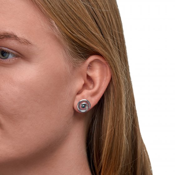 Ohrringe Silber 925 rhodiniert mit 2 schwarzen Perlen 