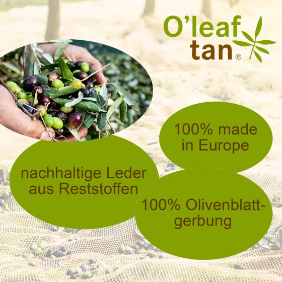 Armband Leder olivenblattgegerbt schwarz 