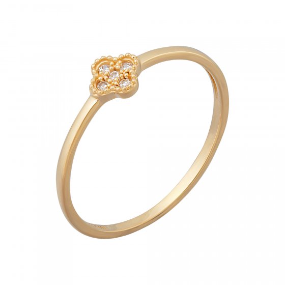 Ring 925 Sterling Silber gelb vergoldet Clover Kleeblatt Zirkonia 