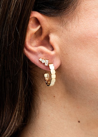 Ohrstecker 925 Sterling Silber gelb vergoldet Zirkonia 