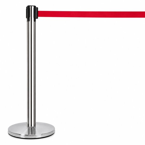 Absperrpfosten 2er Set mit Zugband und Edelstahlständer 