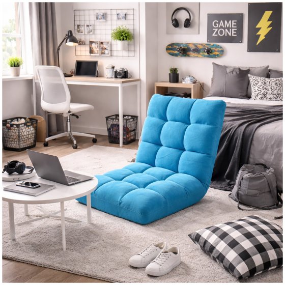 Bodensessel Türkis Verstellbar Bodenstuhl Klappbar Gepolstert bis 150 kg 