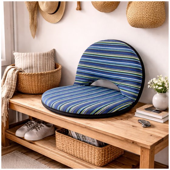 Bodensessel Rund Gestreift Blau Grün Verstellbar Indoor Outdoor bis 150 kg 