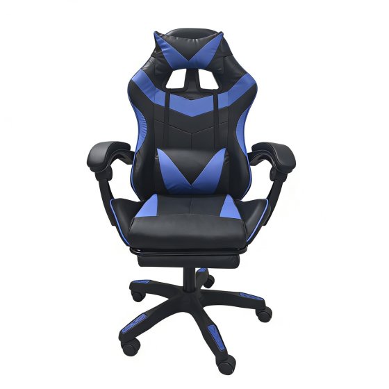 Ergonomischer Gaming Stuhl mit Fußstütze Racing-Design Schwarz-Blau 