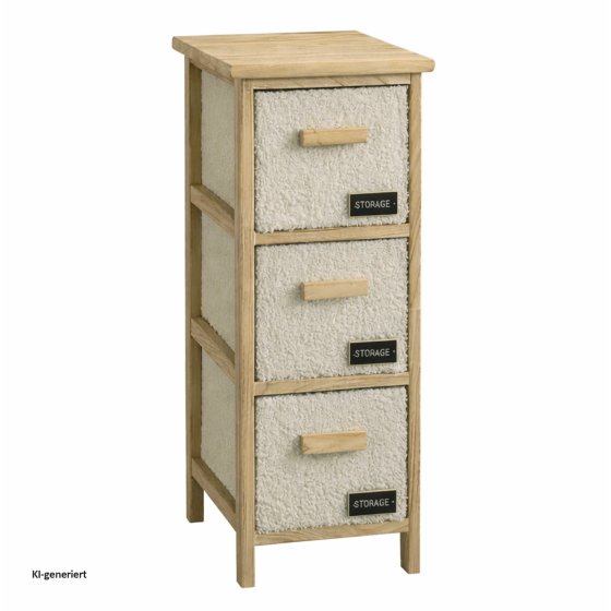 Kommode Melia schmal mit 3 Plüsch-Schubladen 