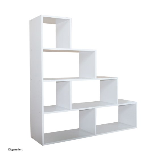 Stufenregal in Weiß Raumteiler Bücherregal 114 x 114 x 30 cm vielseitig einsetzba 