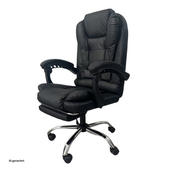 Chefsessel mit Fußstütze Kunstleder Schwarz 