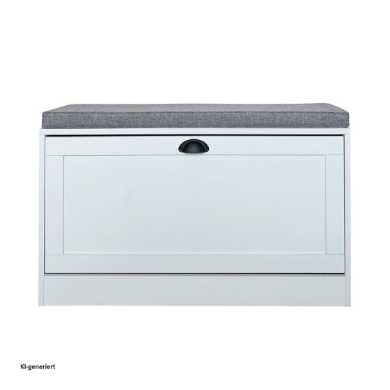 Schuhschrank Thekla 1 Klappe 80 cm Weiß mit Sitzkissen 