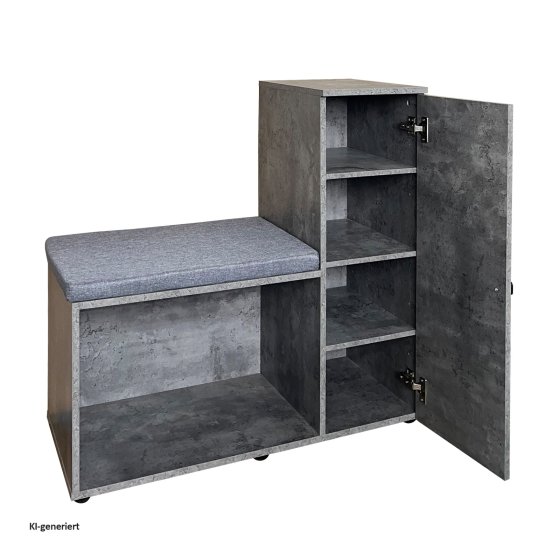 Schuhschrank mit Sitzbank Thekla Betonoptik 