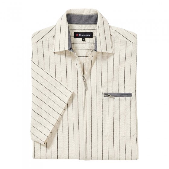 Seersuckerhemd mit Reißverschluss 3XL (47/48) | Beige