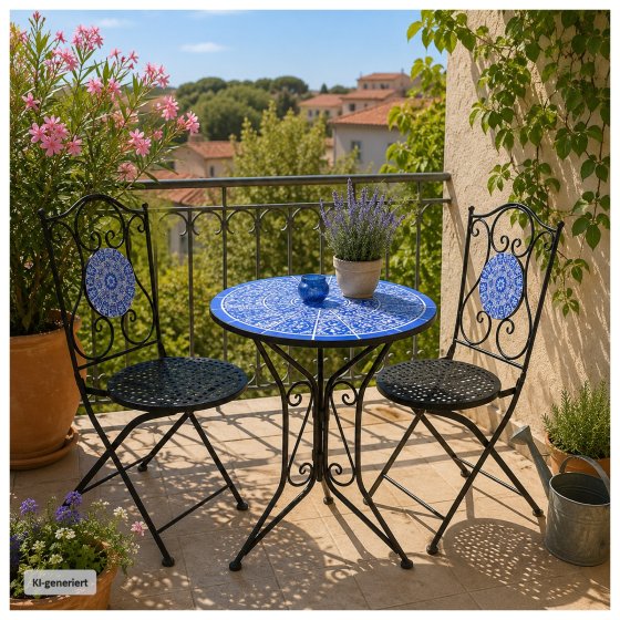 Gartentisch Metall Schwarz Mosaik 