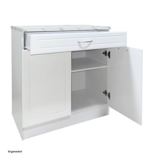 Küchenunterschrank Jenna Country Weiß 80 cm mit Schublade 