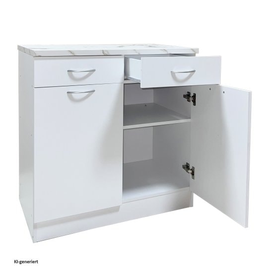 Küchenunterschrank Jenna Weiß 80 cm mit 2 Schubladen 