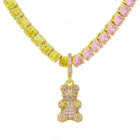 Collier vergoldet mit Zirkonia gelb/pink 