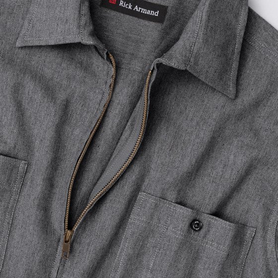 Flanellhemd mit Ganzreißverschluss 3XL (47/48) | Dunkelgrau