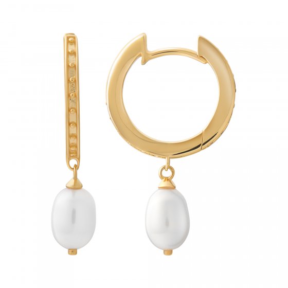 Creolen 925 Silber vergoldet Perlen Anhänger 