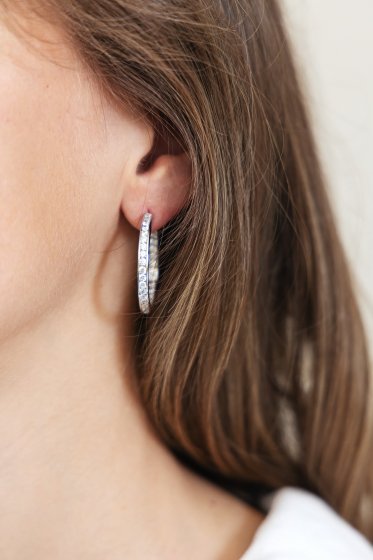 Ohrring 925 Sterling Silber Zirkonia weiß 