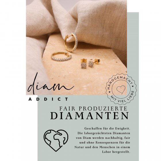 Ohrringe 585 Gelbgold mit 24 im Labor gezüchteten Diamanten 