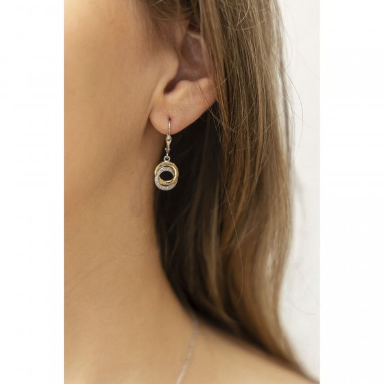 Ohrring 925 Silber 2farbig mit Zirkoniasteinen 