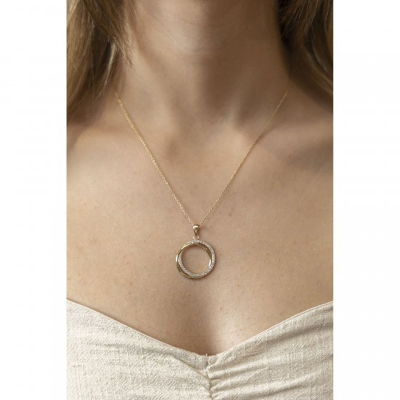 Halskette Silber 925 vergoldet 42+3cm lang mit weißen Zirkonia-Steinen 