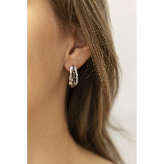 Ohrringe Silber 925 rhodiniert mit Zirkonia weiß 