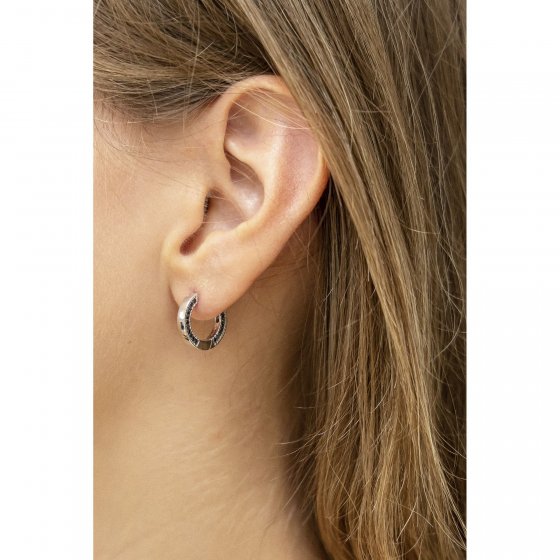 Ohrringe Silber 925 rhodiniert mit 88 schwarzen Zirkonia-Steinen 